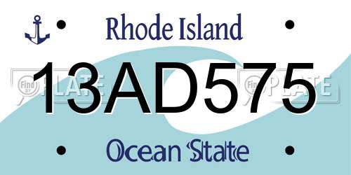 13AD575 Rhode Island License Plate