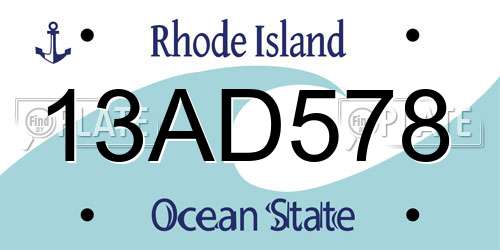 13AD578 Rhode Island License Plate
