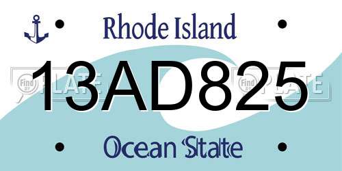 13AD825 Rhode Island License Plate