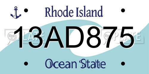 13AD875 Rhode Island License Plate