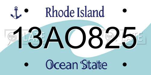 13AO825 Rhode Island License Plate