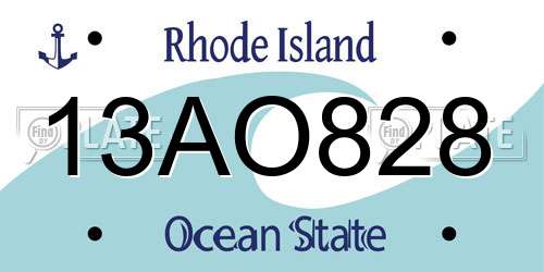 13AO828 Rhode Island License Plate