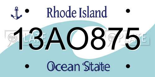 13AO875 Rhode Island License Plate