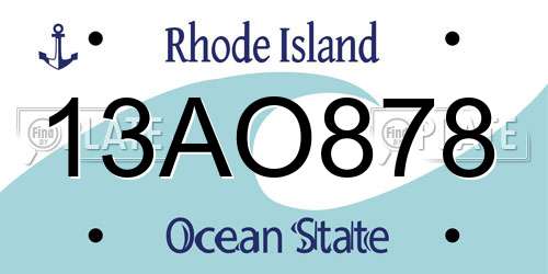 13AO878 Rhode Island License Plate
