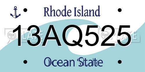 13AQ525 Rhode Island License Plate