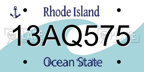 13AQ575 Rhode Island License Plate