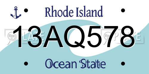 13AQ578 Rhode Island License Plate