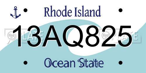 13AQ825 Rhode Island License Plate