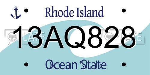 13AQ828 Rhode Island License Plate