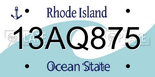 13AQ875 Rhode Island License Plate