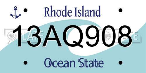 13AQ908 Rhode Island License Plate
