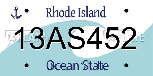 13AS452 Rhode Island License Plate
