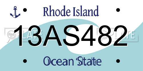 13AS482 Rhode Island License Plate