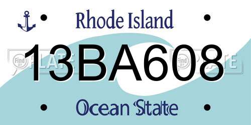 13BA608 Rhode Island License Plate