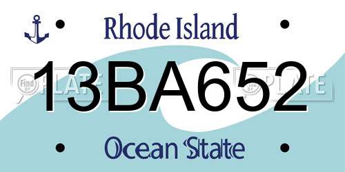 13BA652 Rhode Island License Plate
