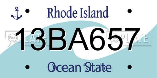 13BA657 Rhode Island License Plate