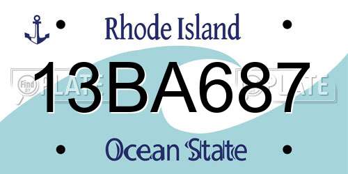13BA687 Rhode Island License Plate