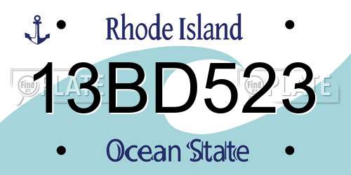 13BD523 Rhode Island License Plate