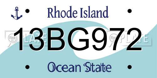 13BG972 Rhode Island License Plate