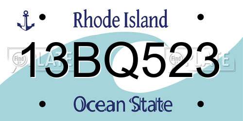 13BQ523 Rhode Island License Plate