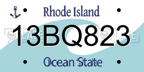 13BQ823 Rhode Island License Plate