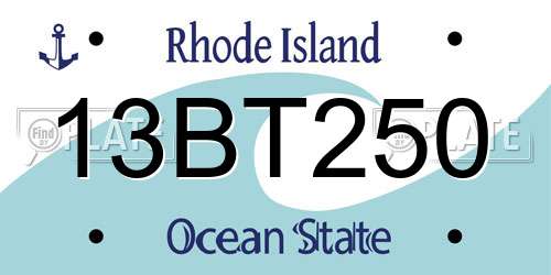 13BT250 Rhode Island License Plate