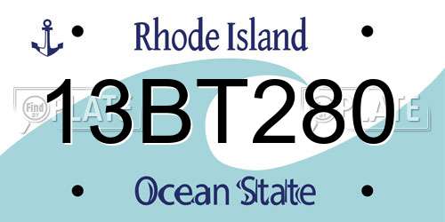 13BT280 Rhode Island License Plate