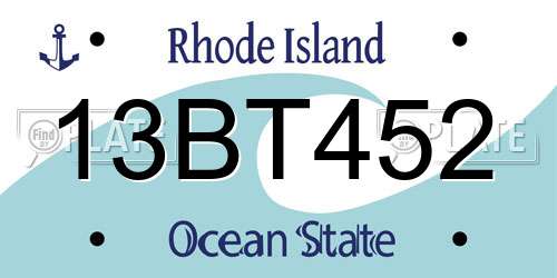 13BT452 Rhode Island License Plate