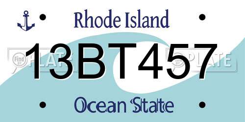 13BT457 Rhode Island License Plate