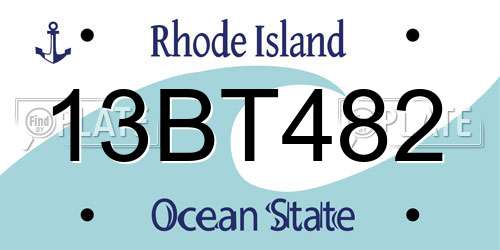 13BT482 Rhode Island License Plate