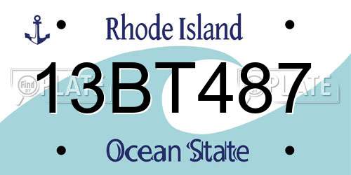 13BT487 Rhode Island License Plate
