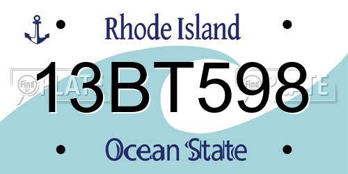 13BT598 Rhode Island License Plate