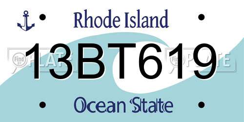 13BT619 Rhode Island License Plate