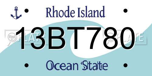 13BT780 Rhode Island License Plate