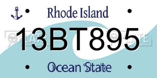 13BT895 Rhode Island License Plate