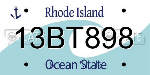 13BT898 Rhode Island License Plate