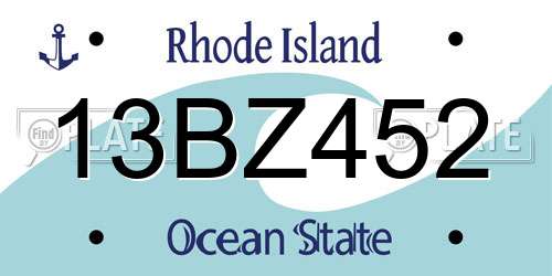 13BZ452 Rhode Island License Plate