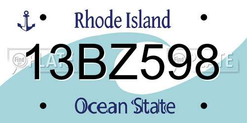 13BZ598 Rhode Island License Plate