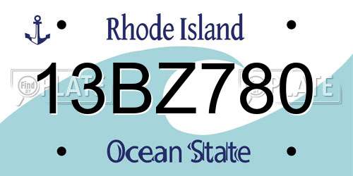 13BZ780 Rhode Island License Plate