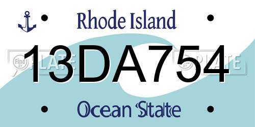 13DA754 Rhode Island License Plate