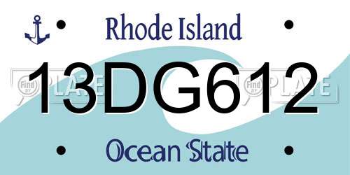 13DG612 Rhode Island License Plate