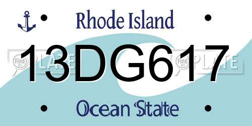 13DG617 Rhode Island License Plate