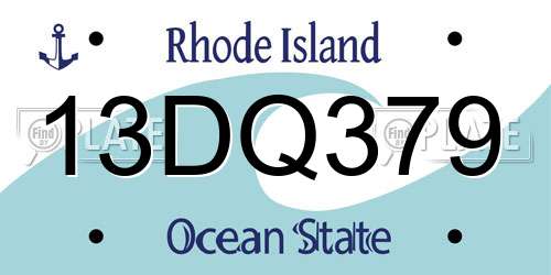 13DQ379 Rhode Island License Plate