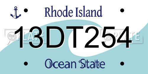 13DT254 Rhode Island License Plate
