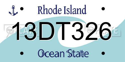 13DT326 Rhode Island License Plate