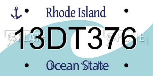 13DT376 Rhode Island License Plate