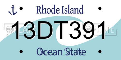 13DT391 Rhode Island License Plate