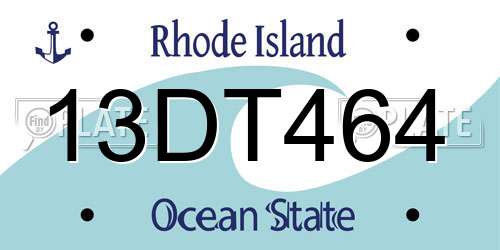 13DT464 Rhode Island License Plate