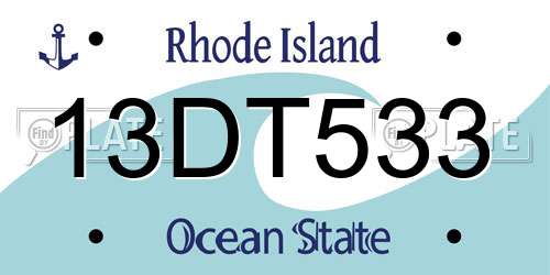 13DT533 Rhode Island License Plate
