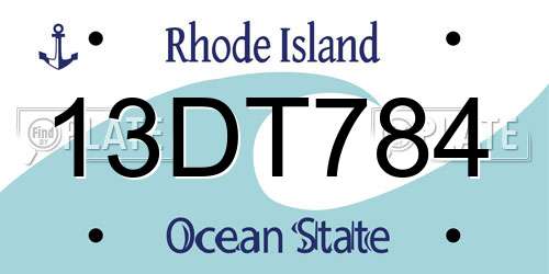 13DT784 Rhode Island License Plate